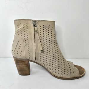 Toms Majorca Tan Suede Peep Toe Ankle Boots Booties Size 10